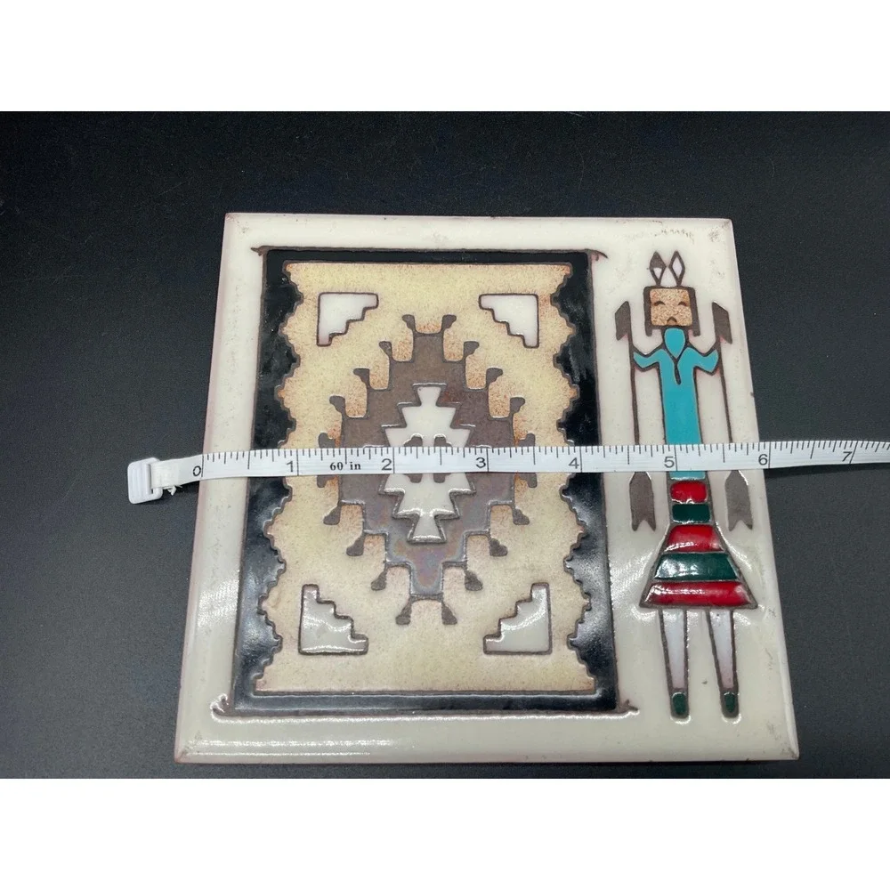 Kachina‎ Dancer Tile Trivet Navajo Weaving Ceramic 6